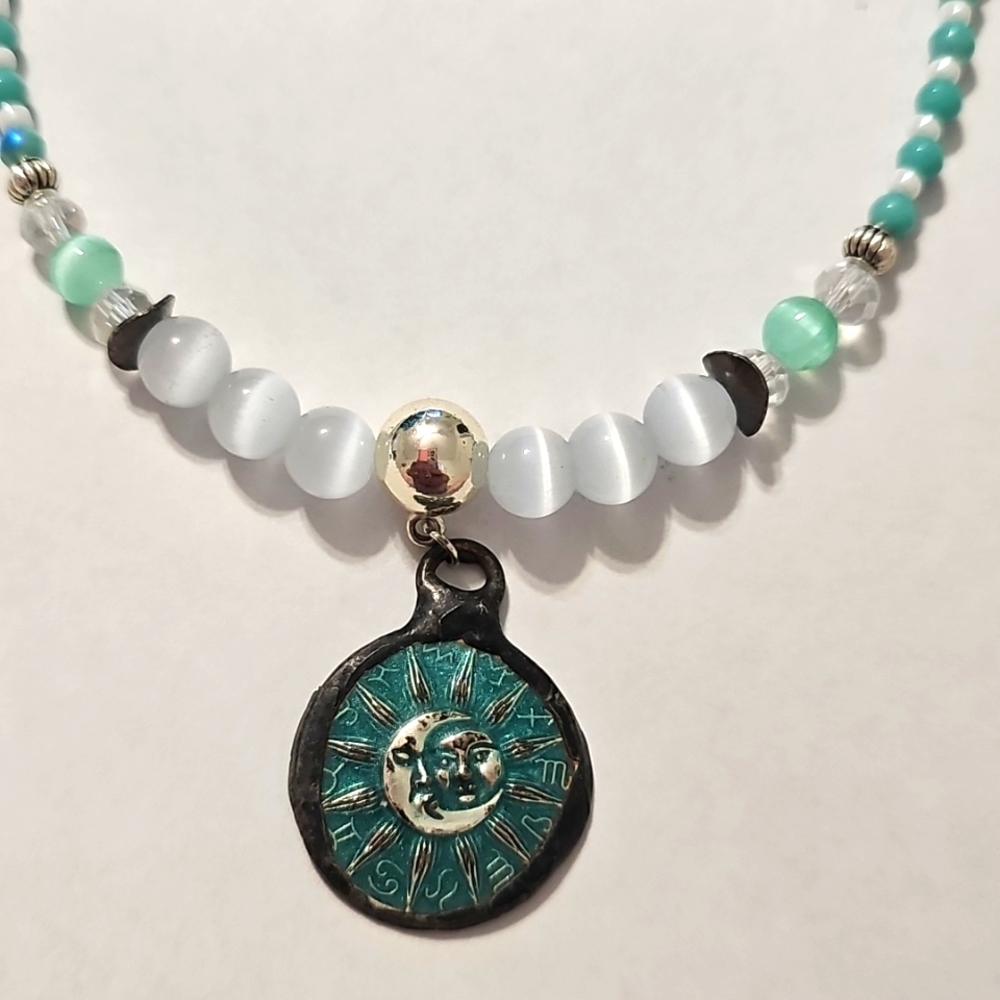 Turquoise and White Beaded Necklace